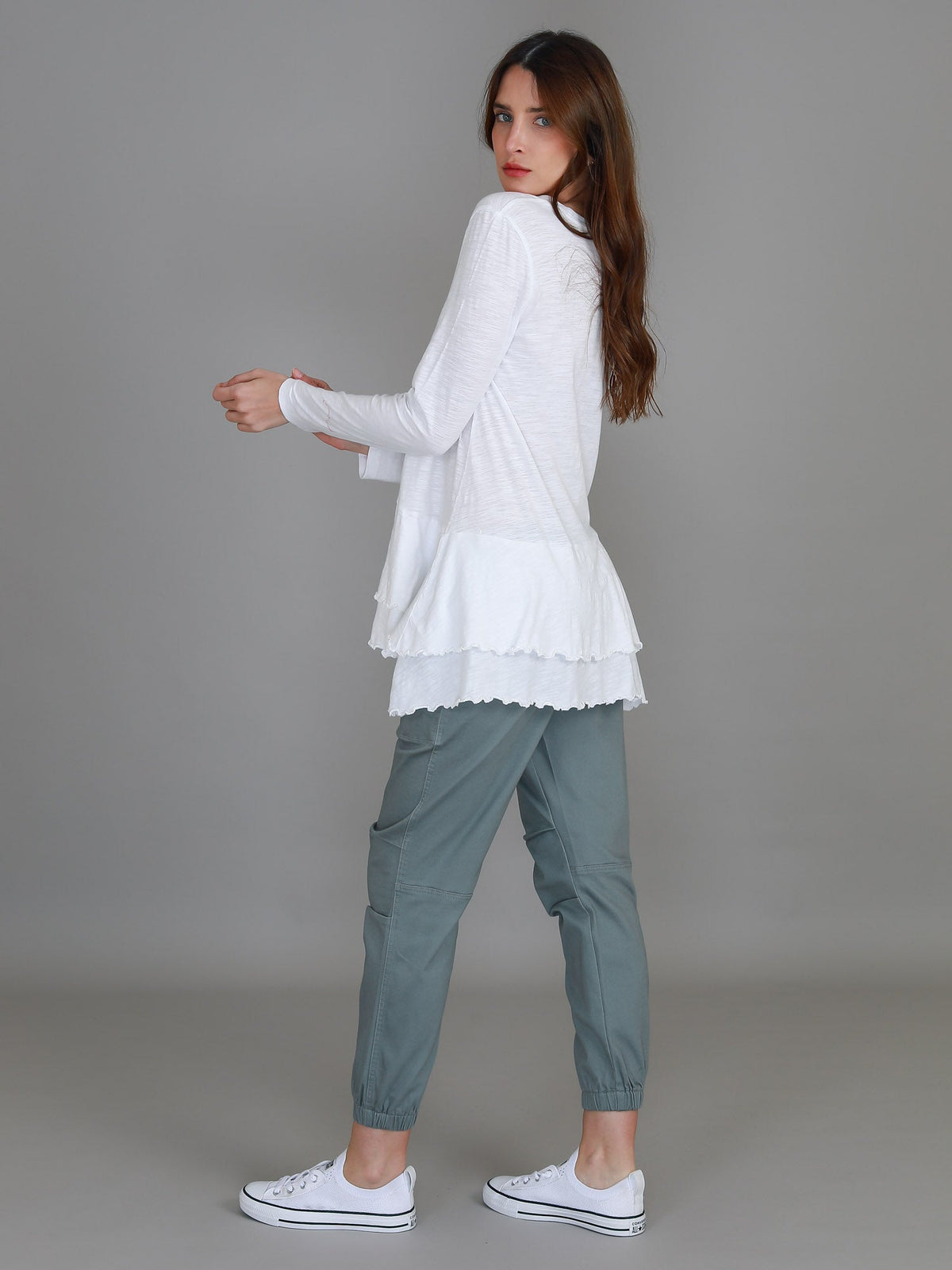 Trinity Longline Ruffle Hem T Shirt