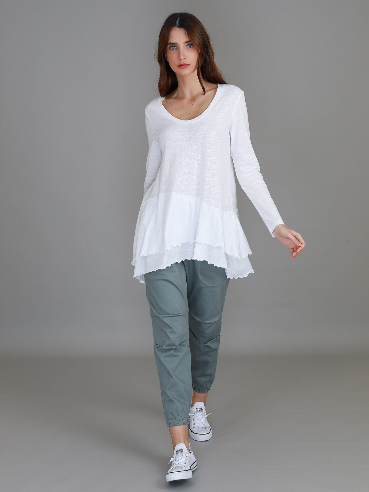 Trinity Longline Ruffle Hem T Shirt