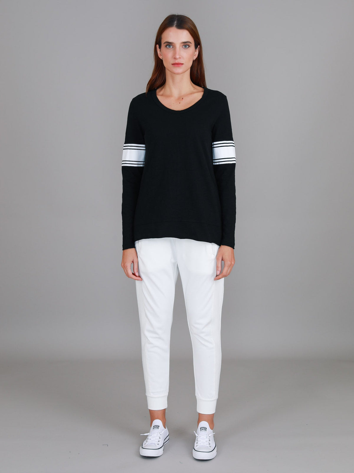 Carmel Contrasting Band Long Sleeve T Shirt (Sale)