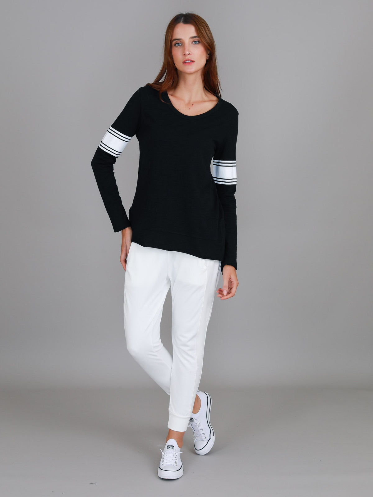 Carmel Contrasting Band Long Sleeve T Shirt (Sale)