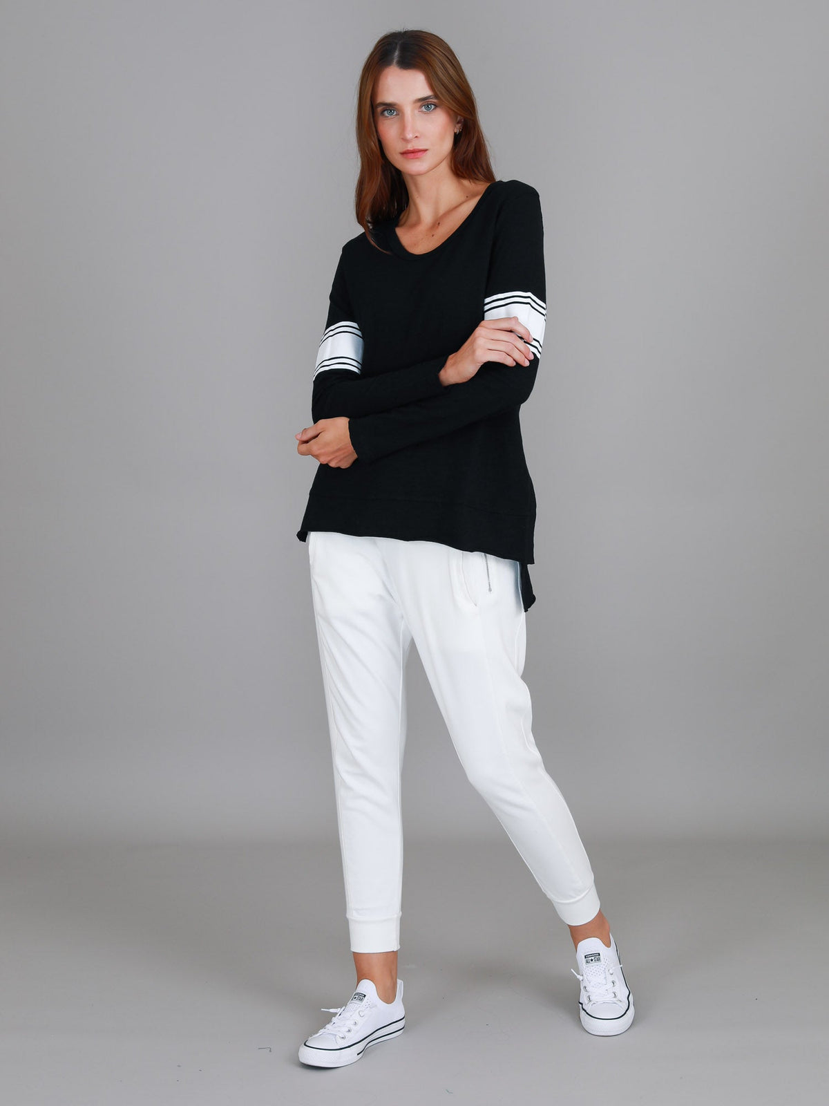 Carmel Contrasting Band Long Sleeve T Shirt (Sale)