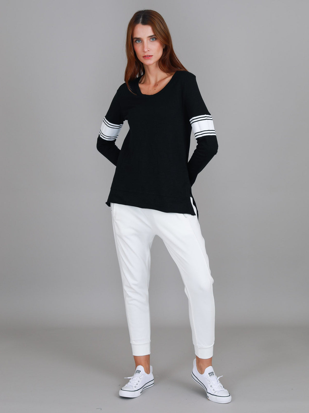 Carmel Contrasting Band Long Sleeve T Shirt (Sale)