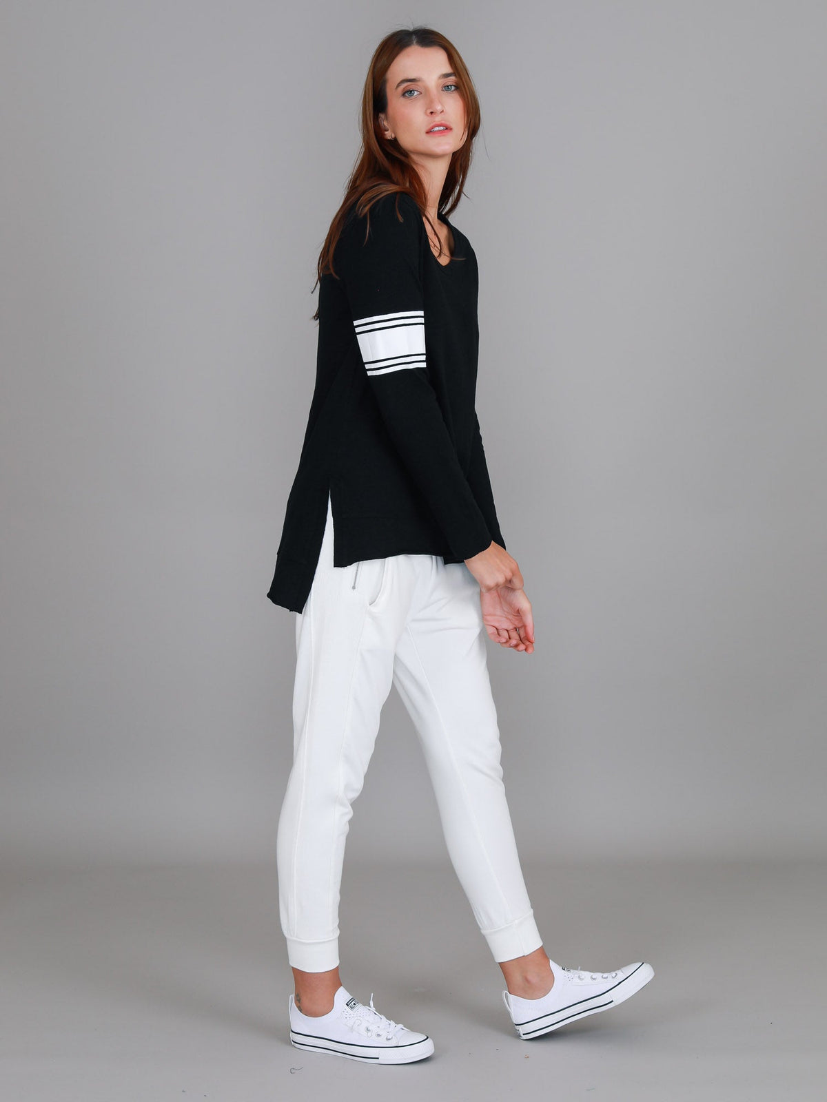 Carmel Contrasting Band Long Sleeve T Shirt (Sale)