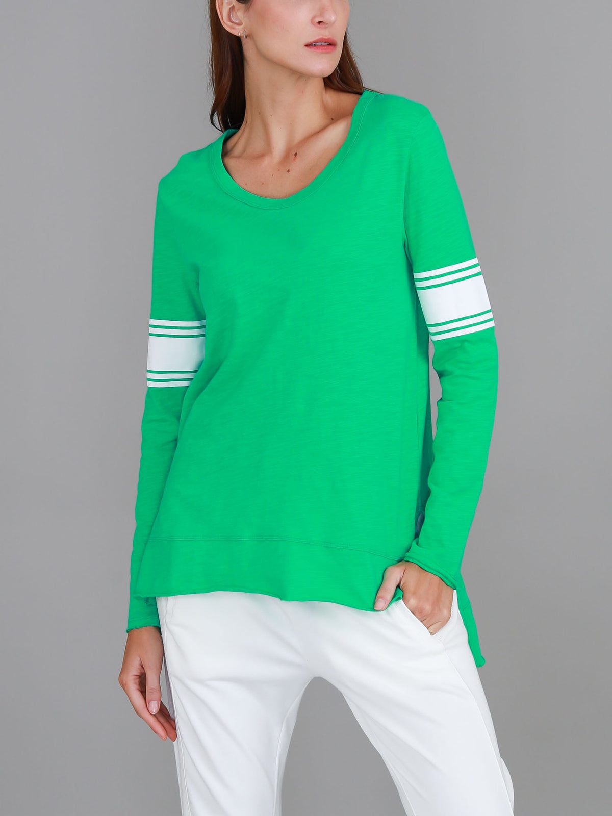 Carmel Contrasting Band Long Sleeve T Shirt (Sale)