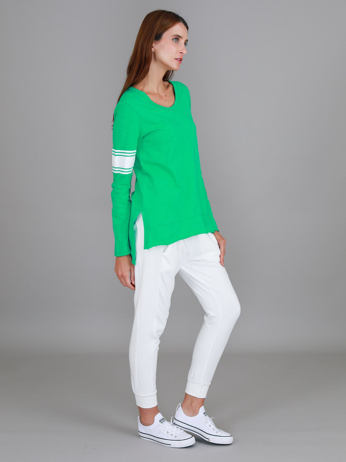 Carmel Contrasting Band Long Sleeve T Shirt (Sale)