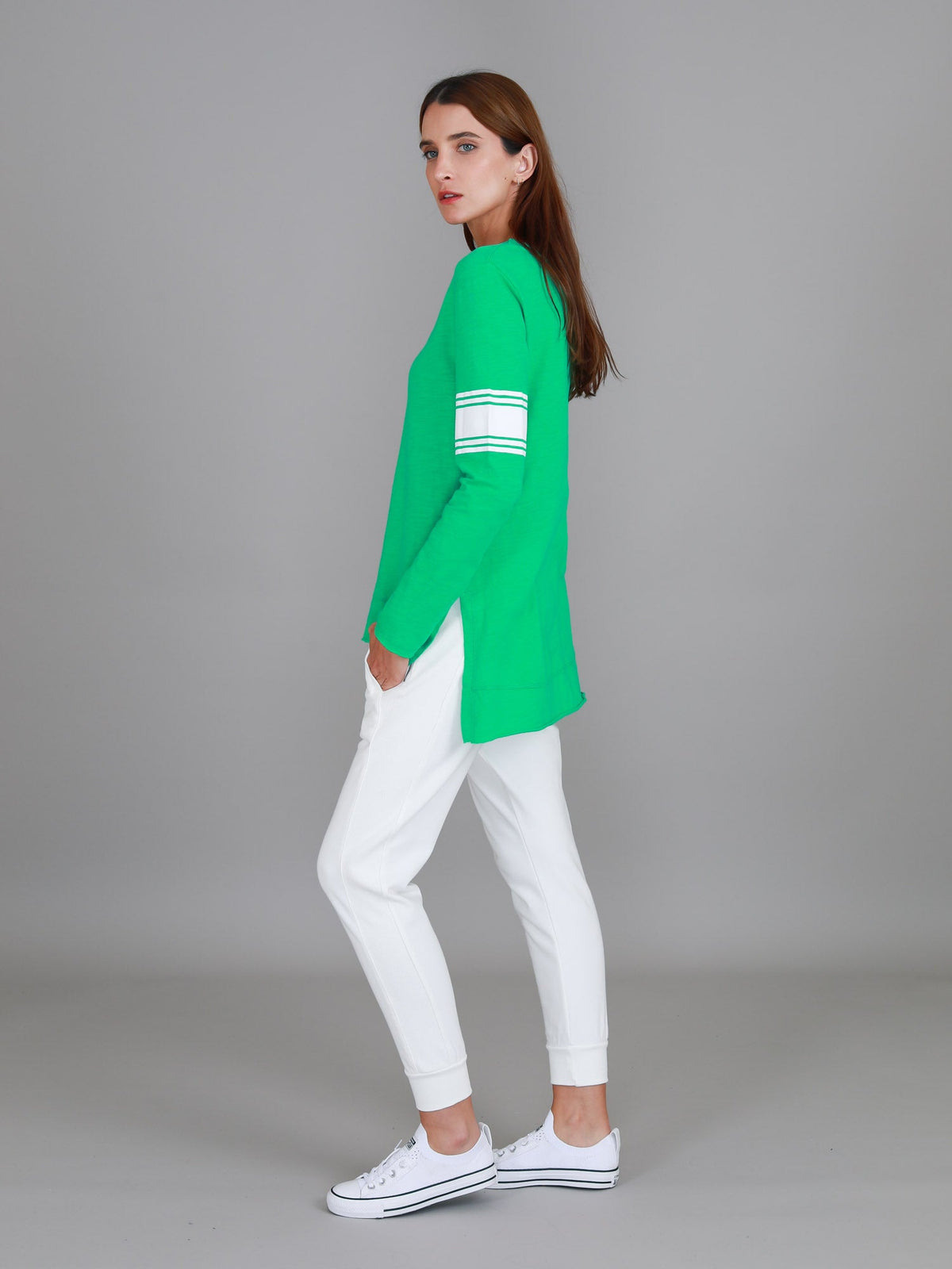 Carmel Contrasting Band Long Sleeve T Shirt (Sale)