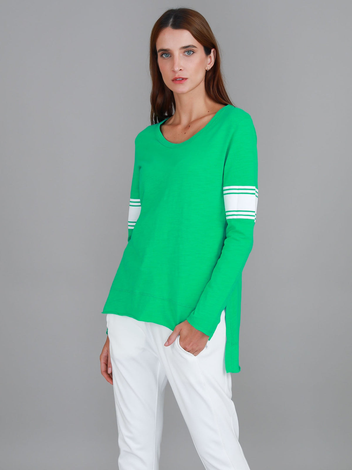 Carmel Contrasting Band Long Sleeve T Shirt (Sale)