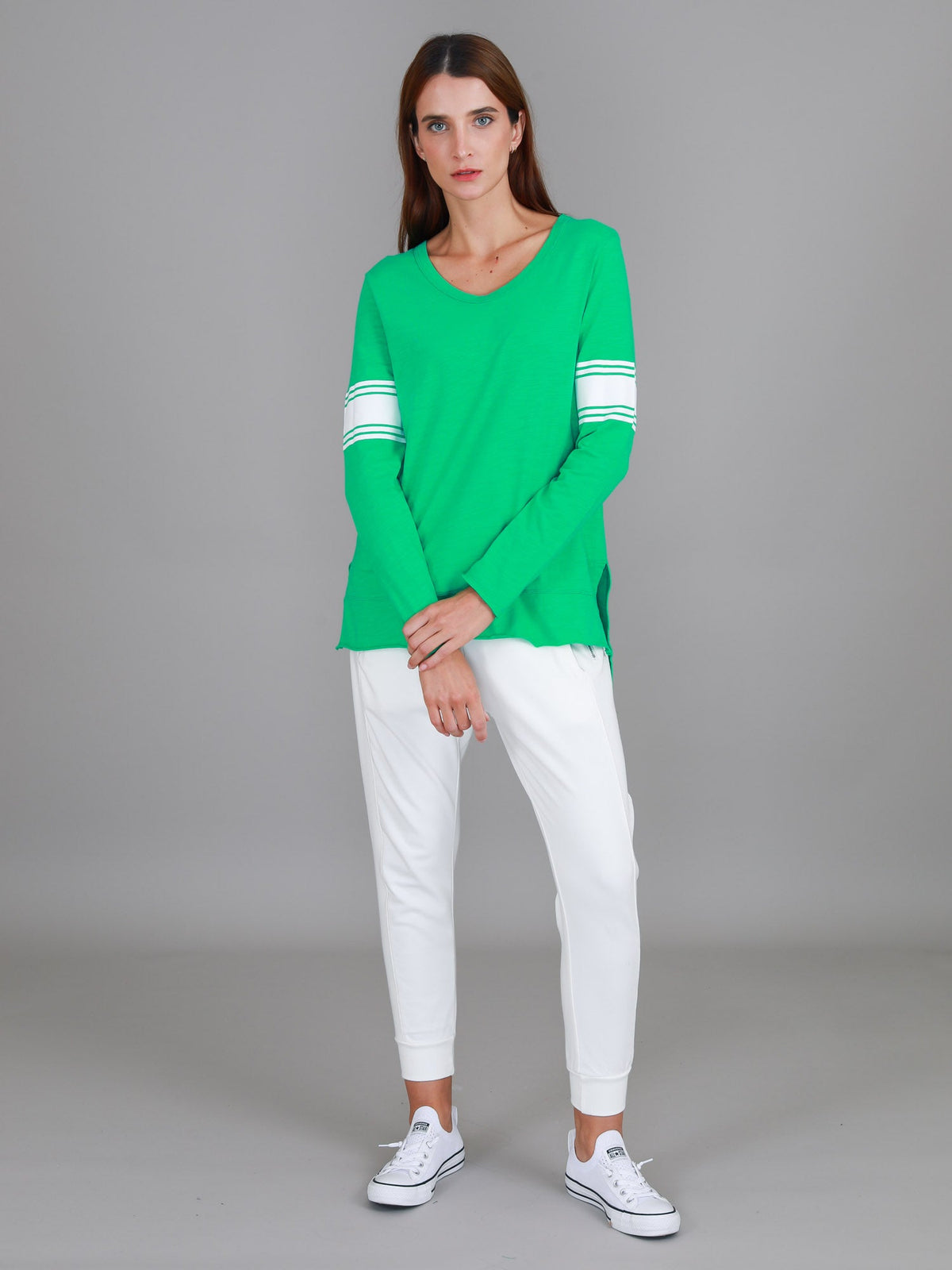 Carmel Contrasting Band Long Sleeve T Shirt (Sale)