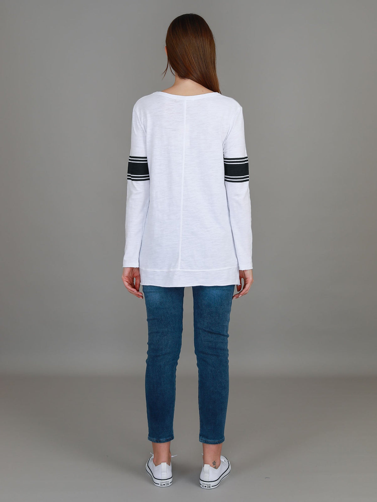 Carmel Contrasting Band Long Sleeve T Shirt (Sale)
