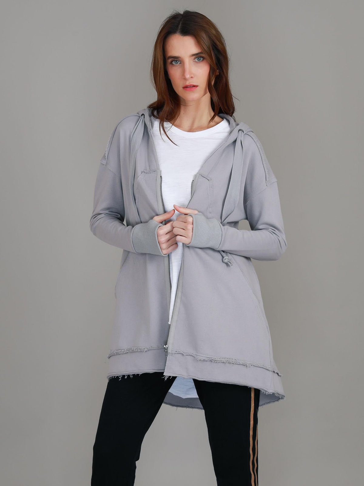 Charlie | Women's Oversized Hooded Zip Jacket – French Terry