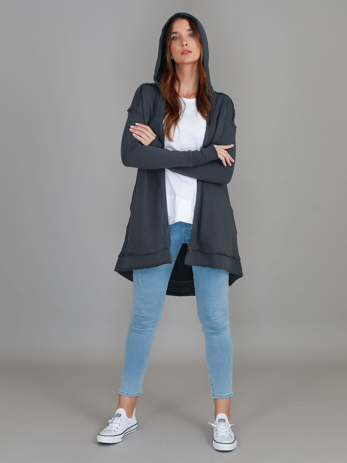 Charlie | Women's Oversized Hooded Zip Jacket – French Terry