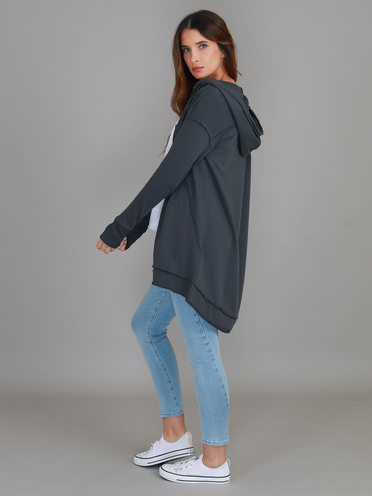 Charlie | Women's Oversized Hooded Zip Jacket – French Terry