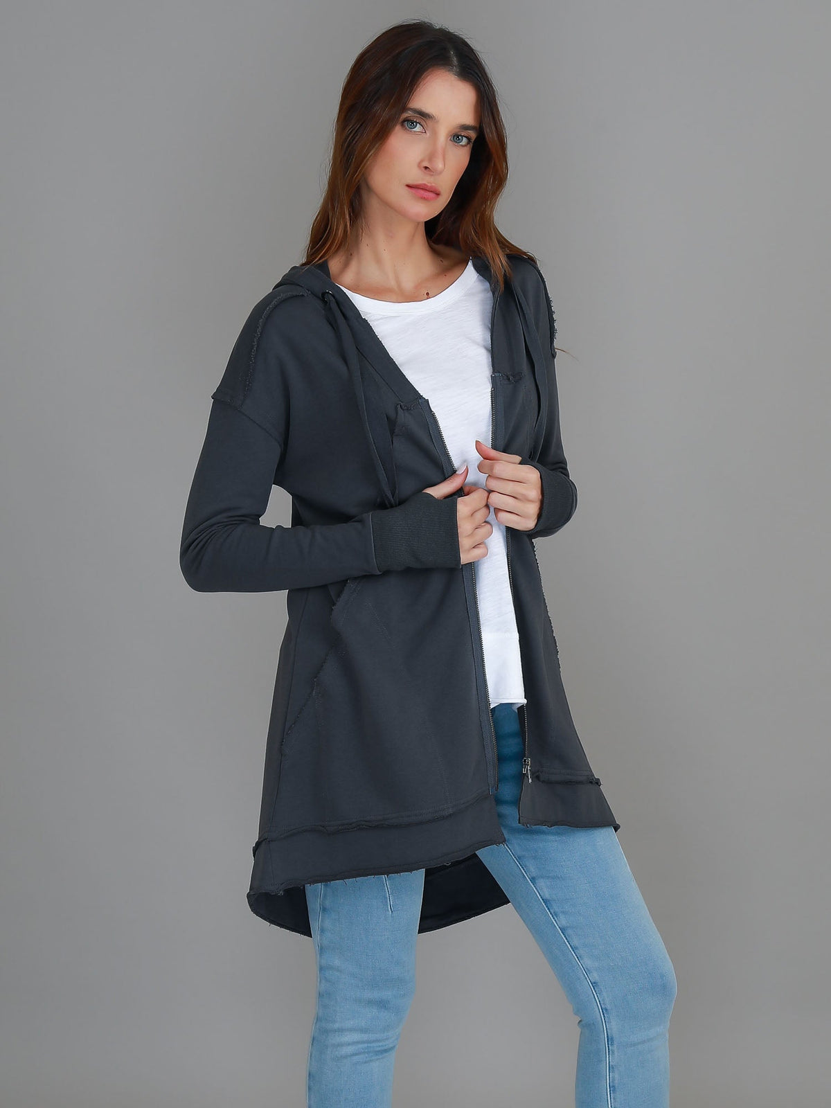 Charlie | Women's Oversized Hooded Zip Jacket – French Terry