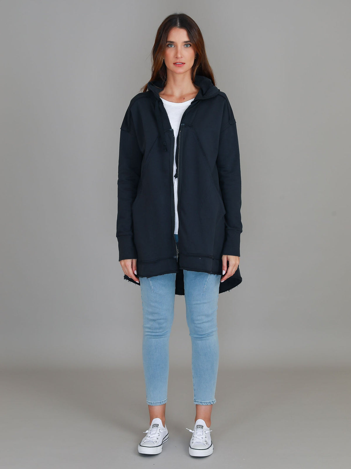 Charlie | Women's Oversized Hooded Zip Jacket – French Terry