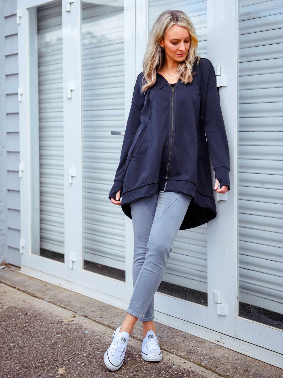 Charlie | Women's Oversized Hooded Zip Jacket – French Terry