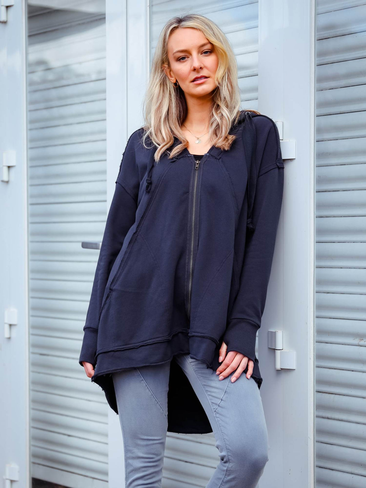 Charlie | Women's Oversized Hooded Zip Jacket – French Terry