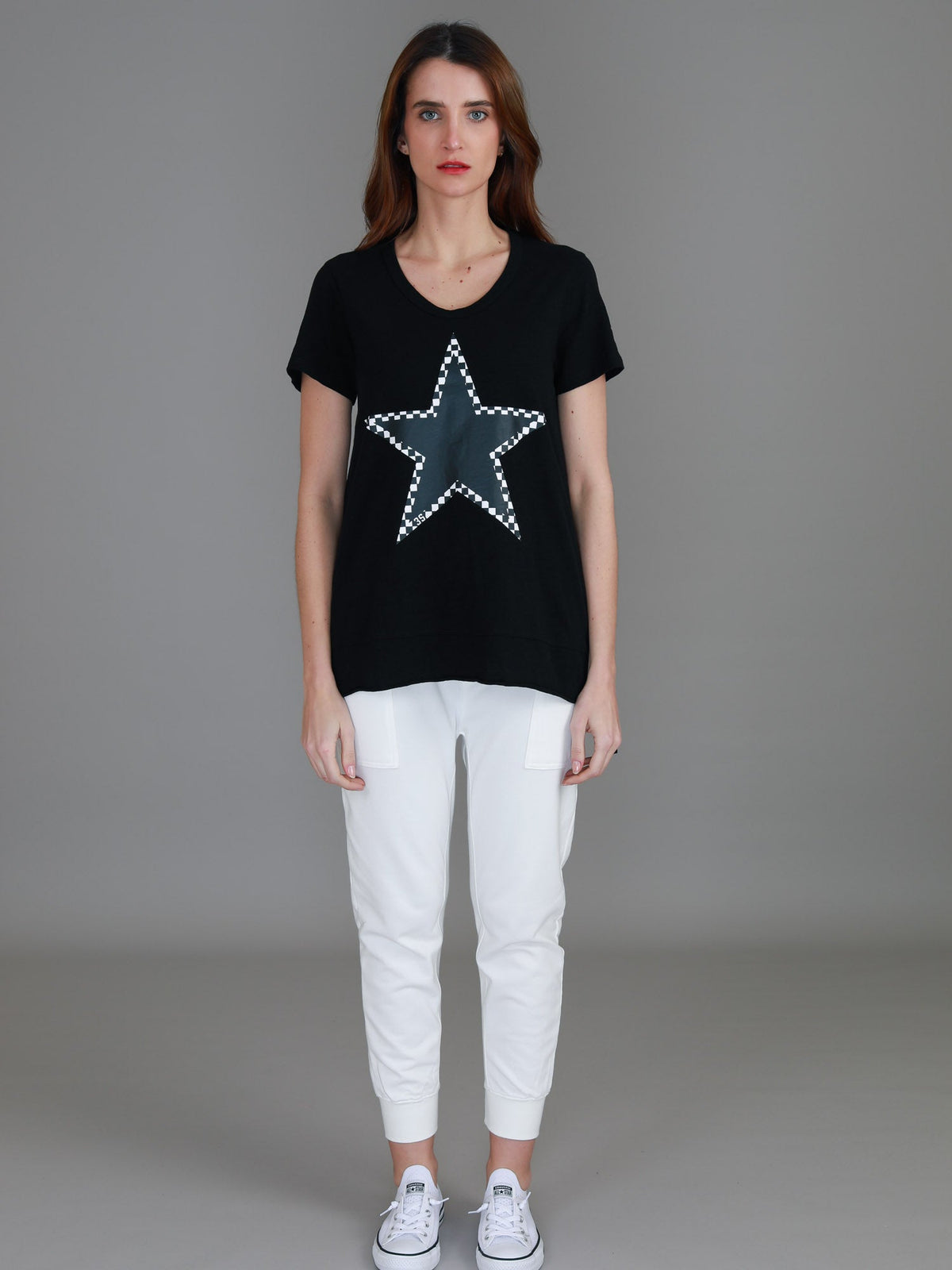Sandy Check Black Star T Shirt (Sale)