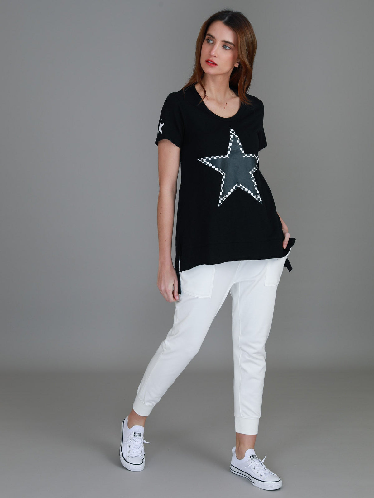 Sandy Check Black Star T Shirt (Sale)