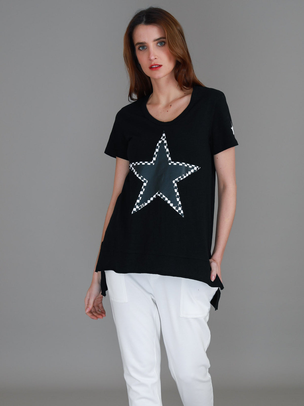 Sandy Check Black Star T Shirt (Sale)