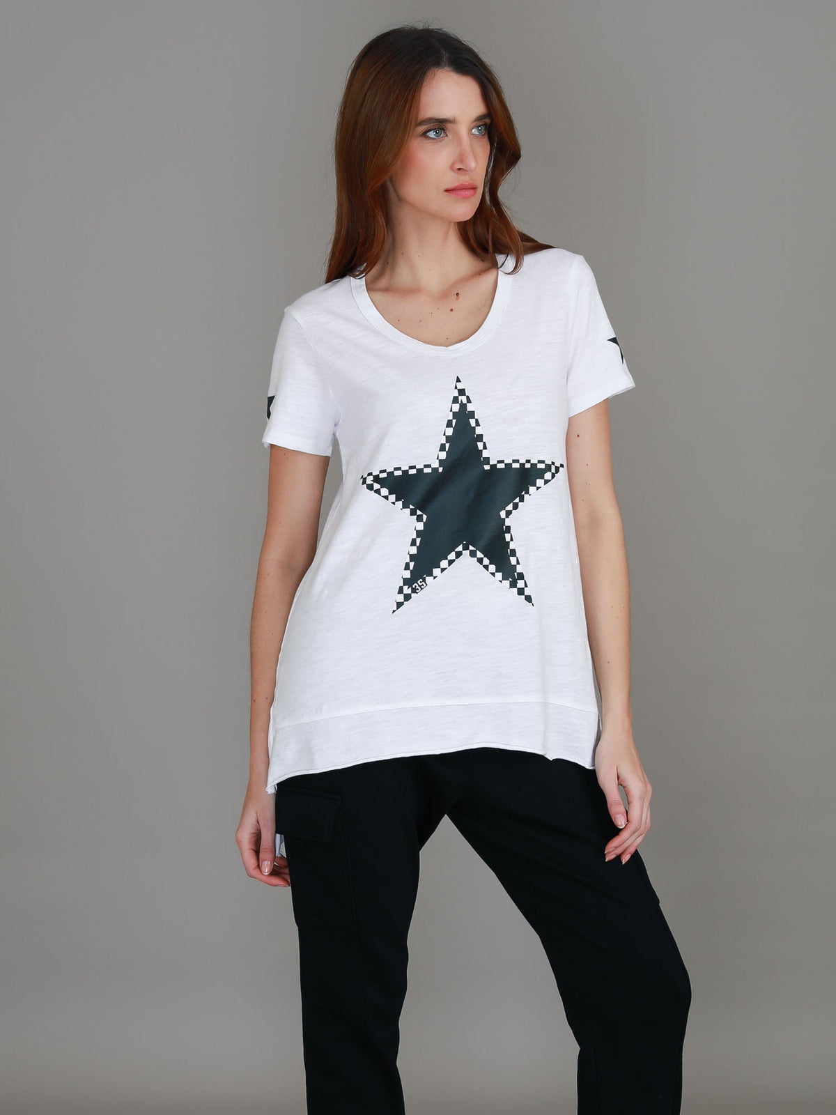 Sandy Check Black Star T Shirt (Sale)
