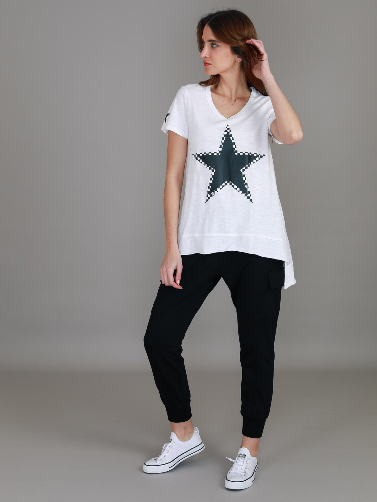 Sandy Check Black Star T Shirt (Sale)