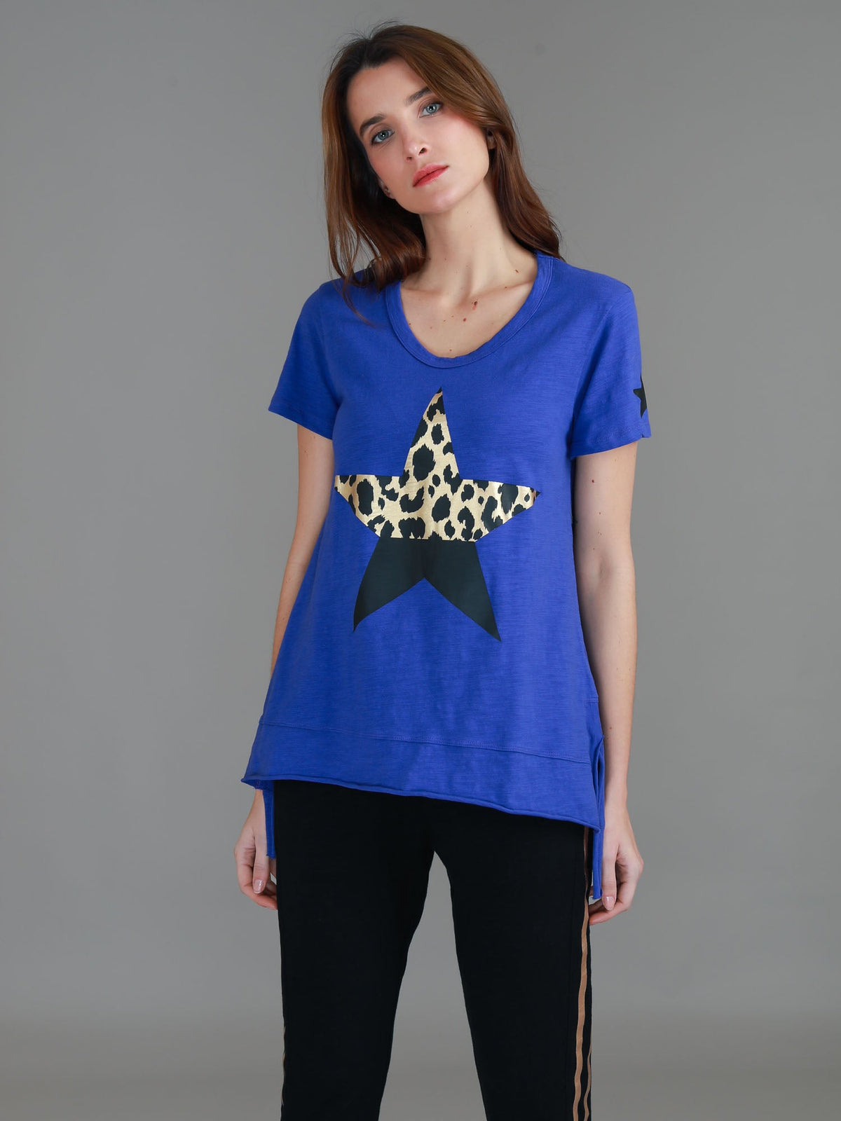 Rosemary Splice Star Leopard Print T Shirt