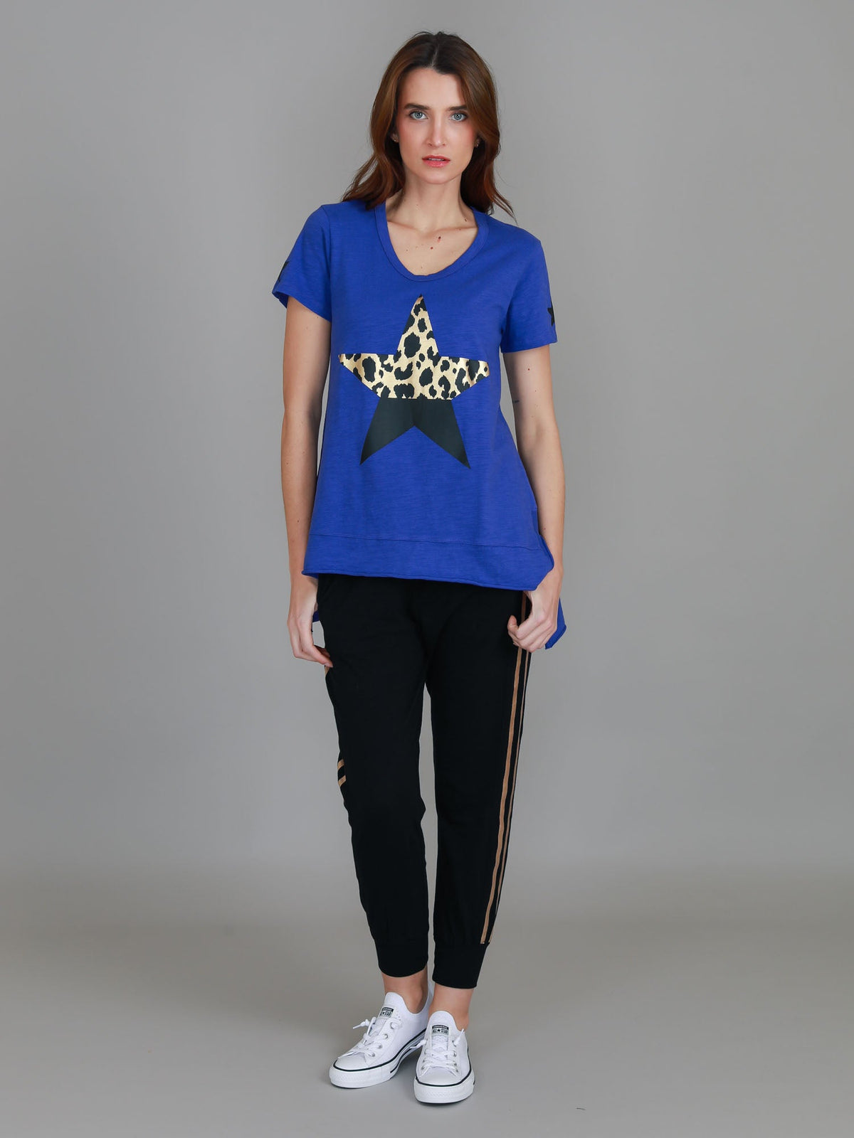 Rosemary Splice Star Leopard Print T Shirt