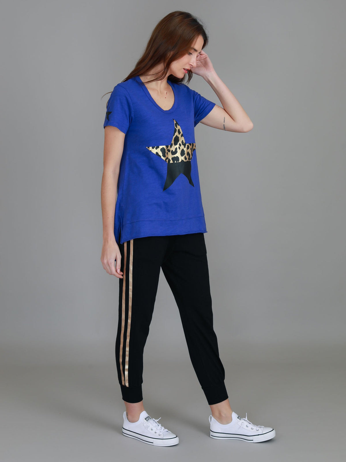 Rosemary Splice Star Leopard Print T Shirt