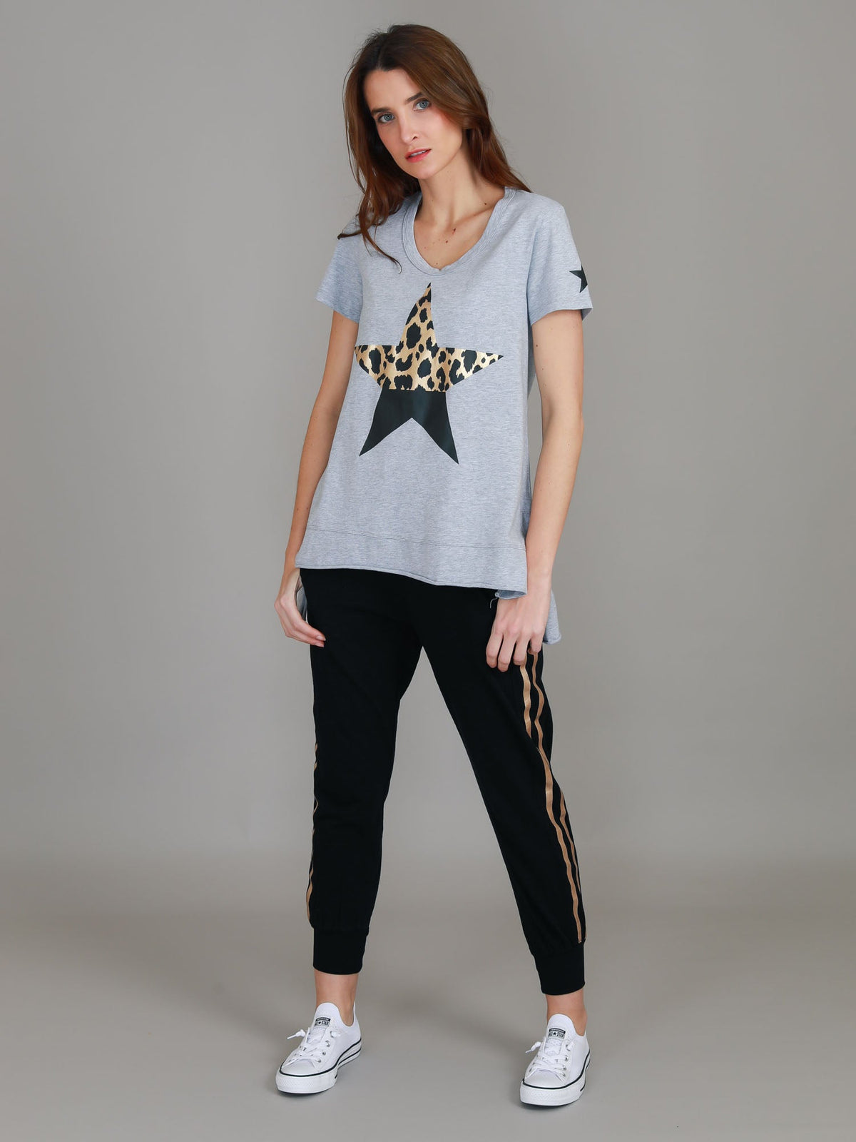 Rosemary Splice Star Leopard Print T Shirt