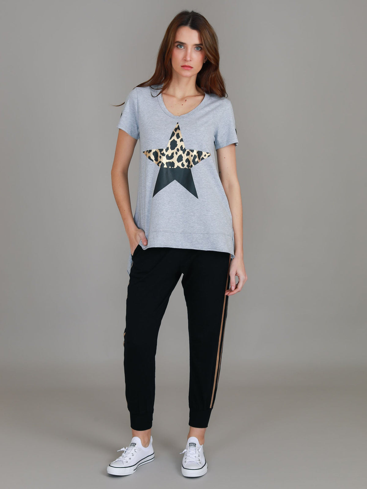 Rosemary Splice Star Leopard Print T Shirt