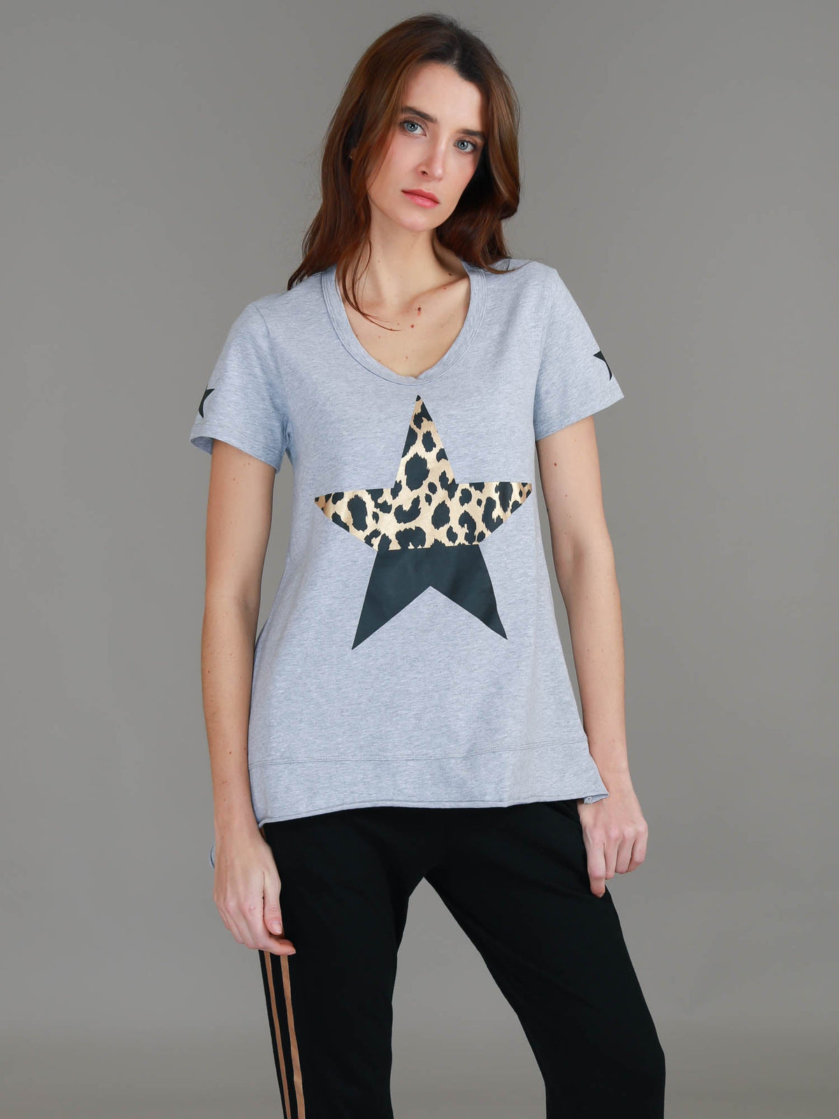 Rosemary Splice Star Leopard Print T Shirt