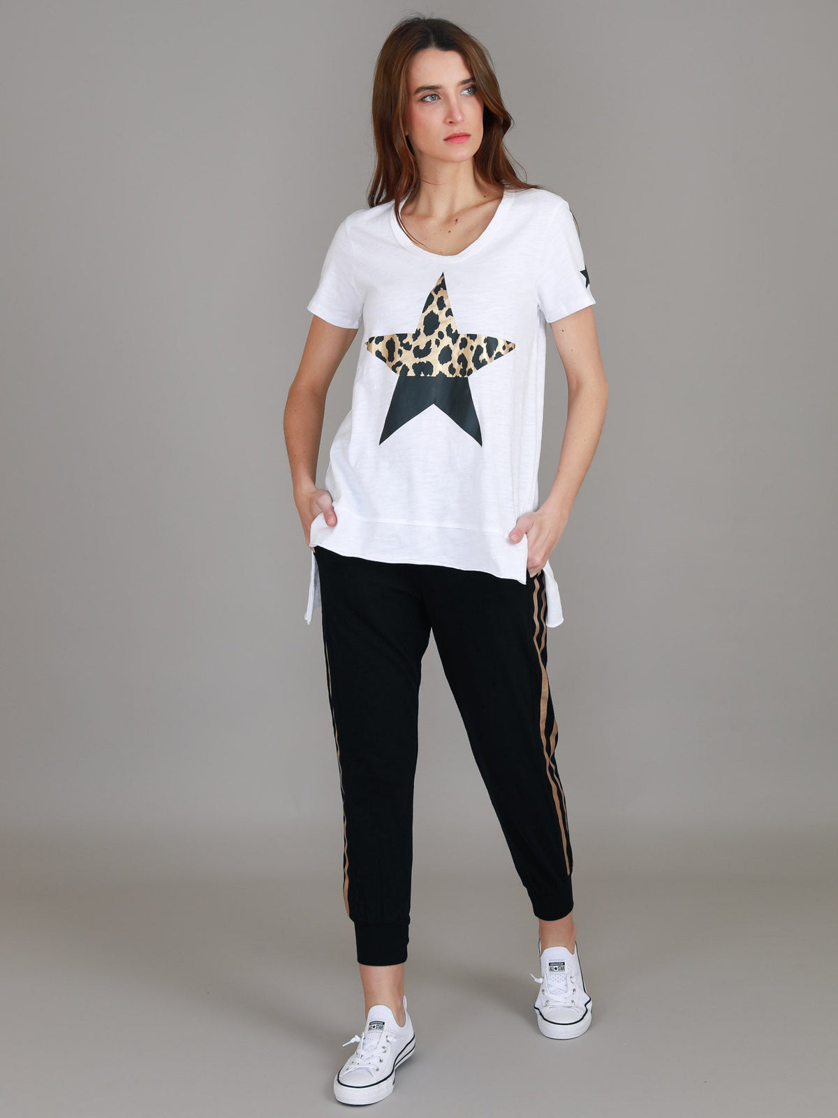 Rosemary Splice Star Leopard Print T Shirt