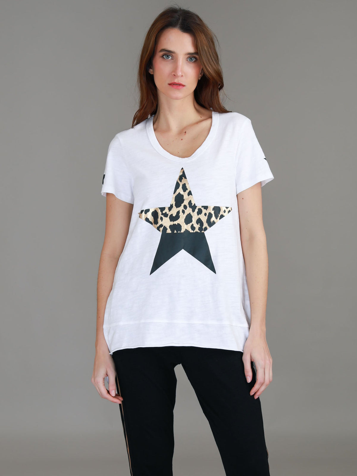 Rosemary Splice Star Leopard Print T Shirt