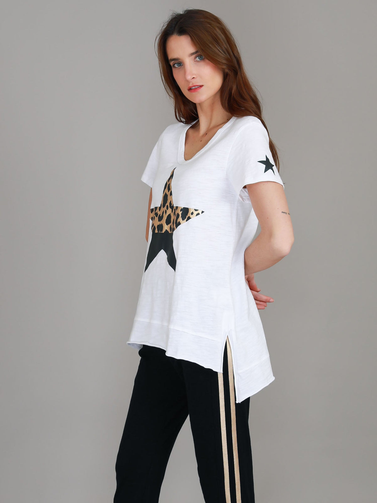 Rosemary Splice Star Leopard Print T Shirt