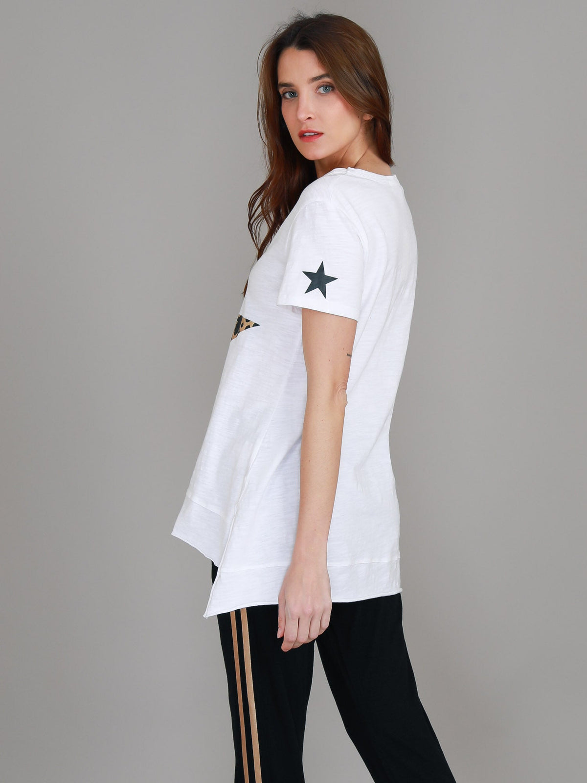 Rosemary Splice Star Leopard Print T Shirt
