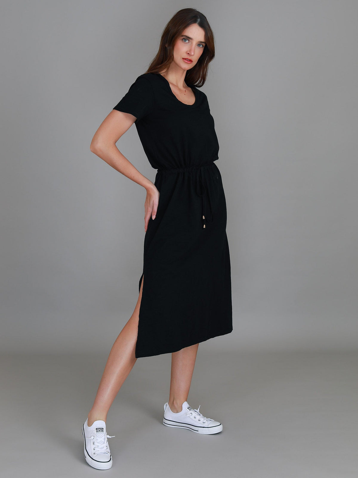 Esther | Women's Drawstring Midi Dress – Cotton Jersey