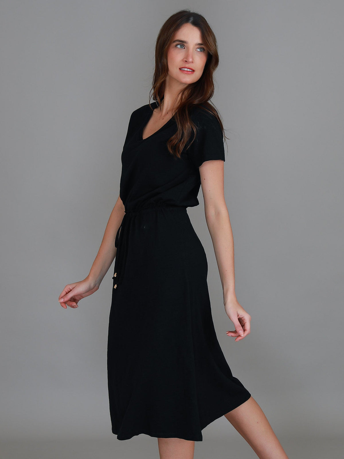 Esther | Women's Drawstring Midi Dress – Cotton Jersey