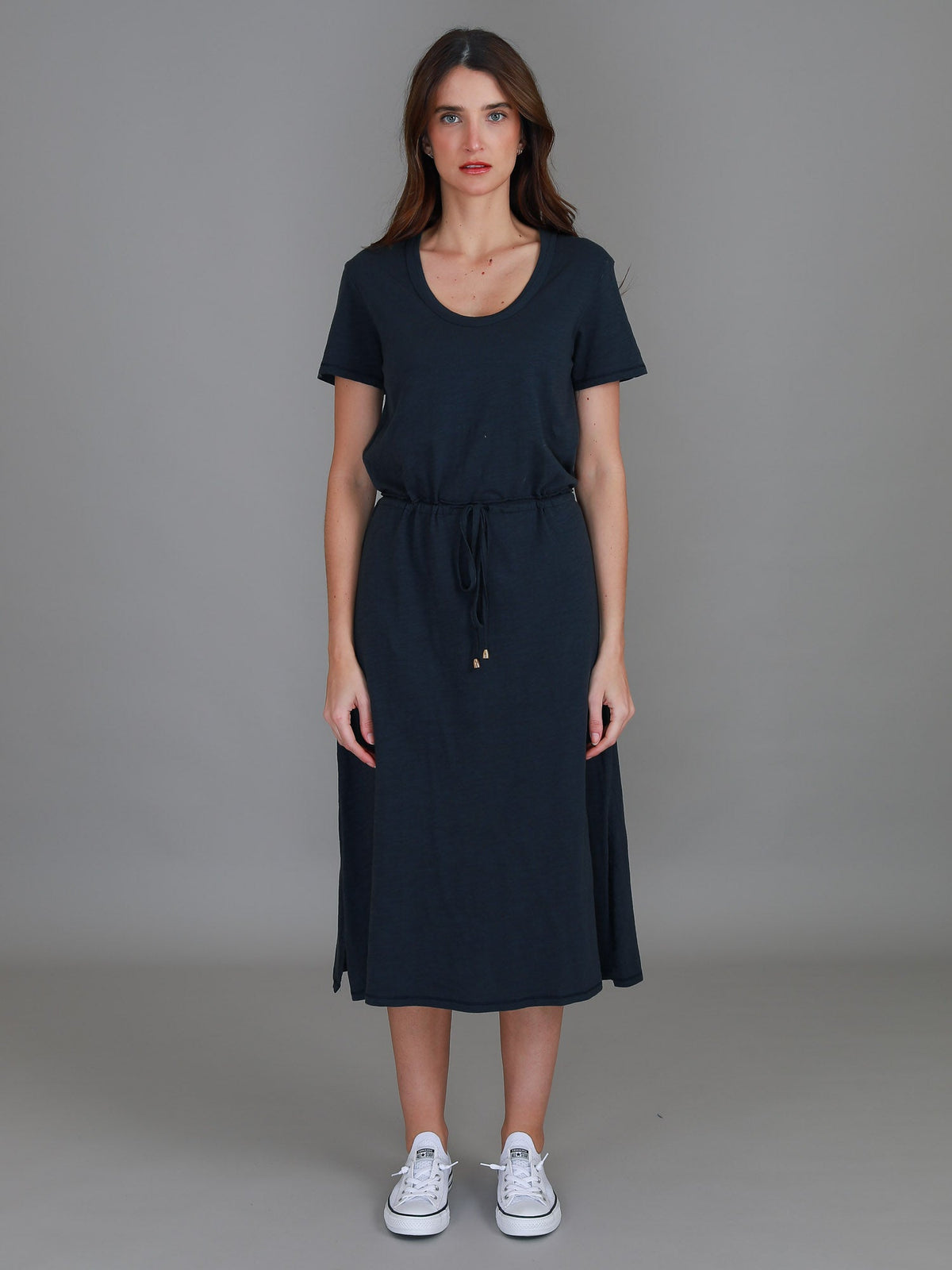 Esther | Women's Drawstring Midi Dress – Cotton Jersey