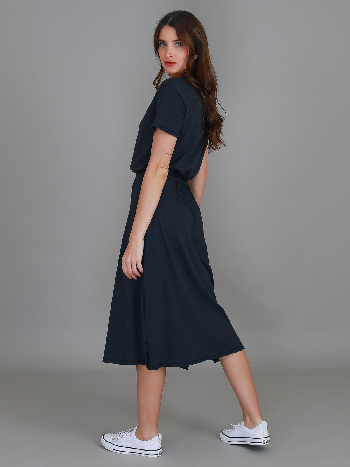 Esther | Women's Drawstring Midi Dress – Cotton Jersey