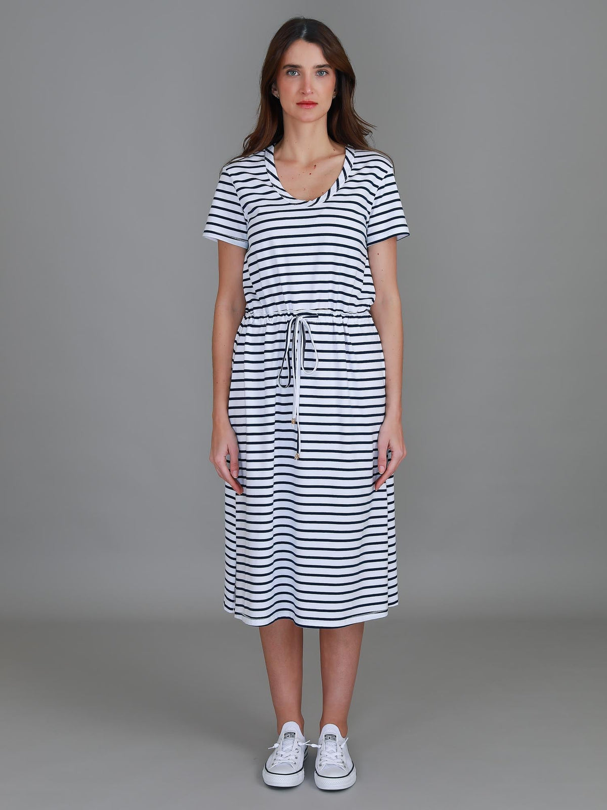 Esther | Women's Drawstring Midi Dress – Cotton Jersey