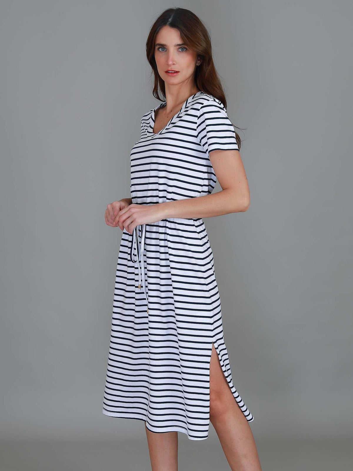 Esther | Women's Drawstring Midi Dress – Cotton Jersey