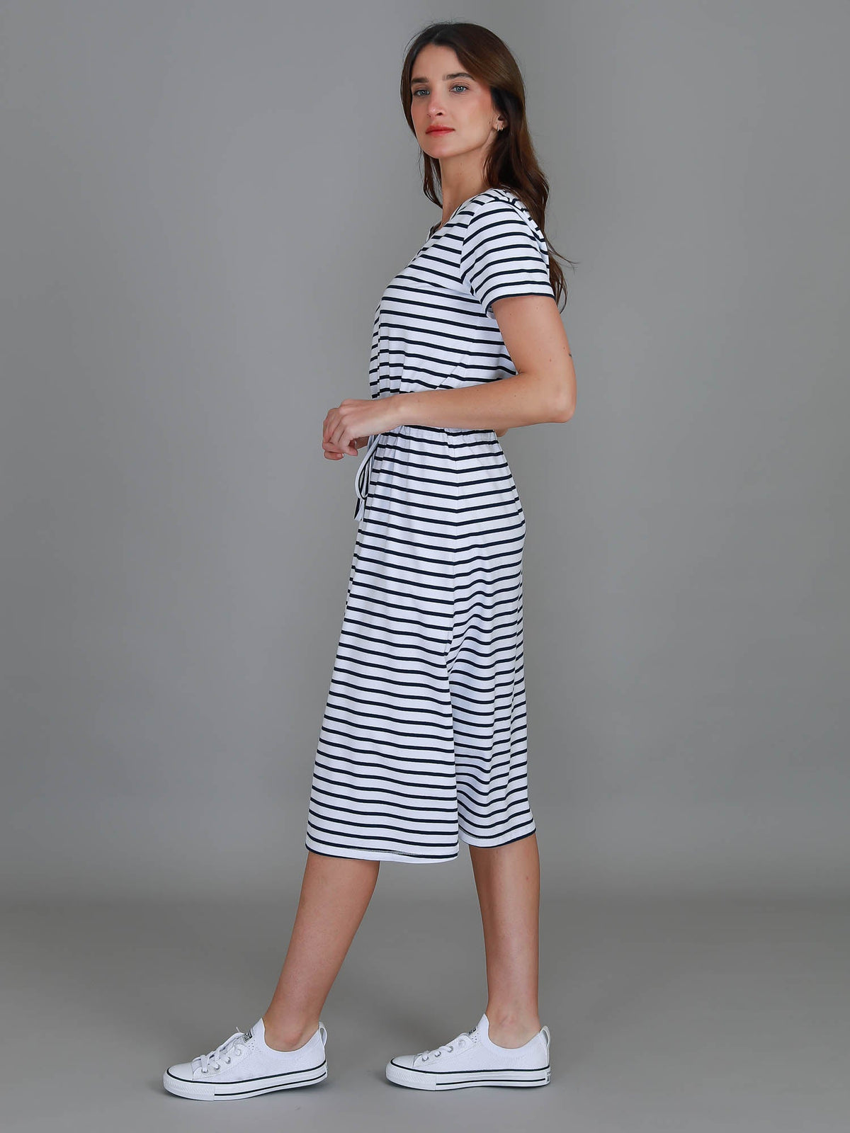 Esther | Women's Drawstring Midi Dress – Cotton Jersey