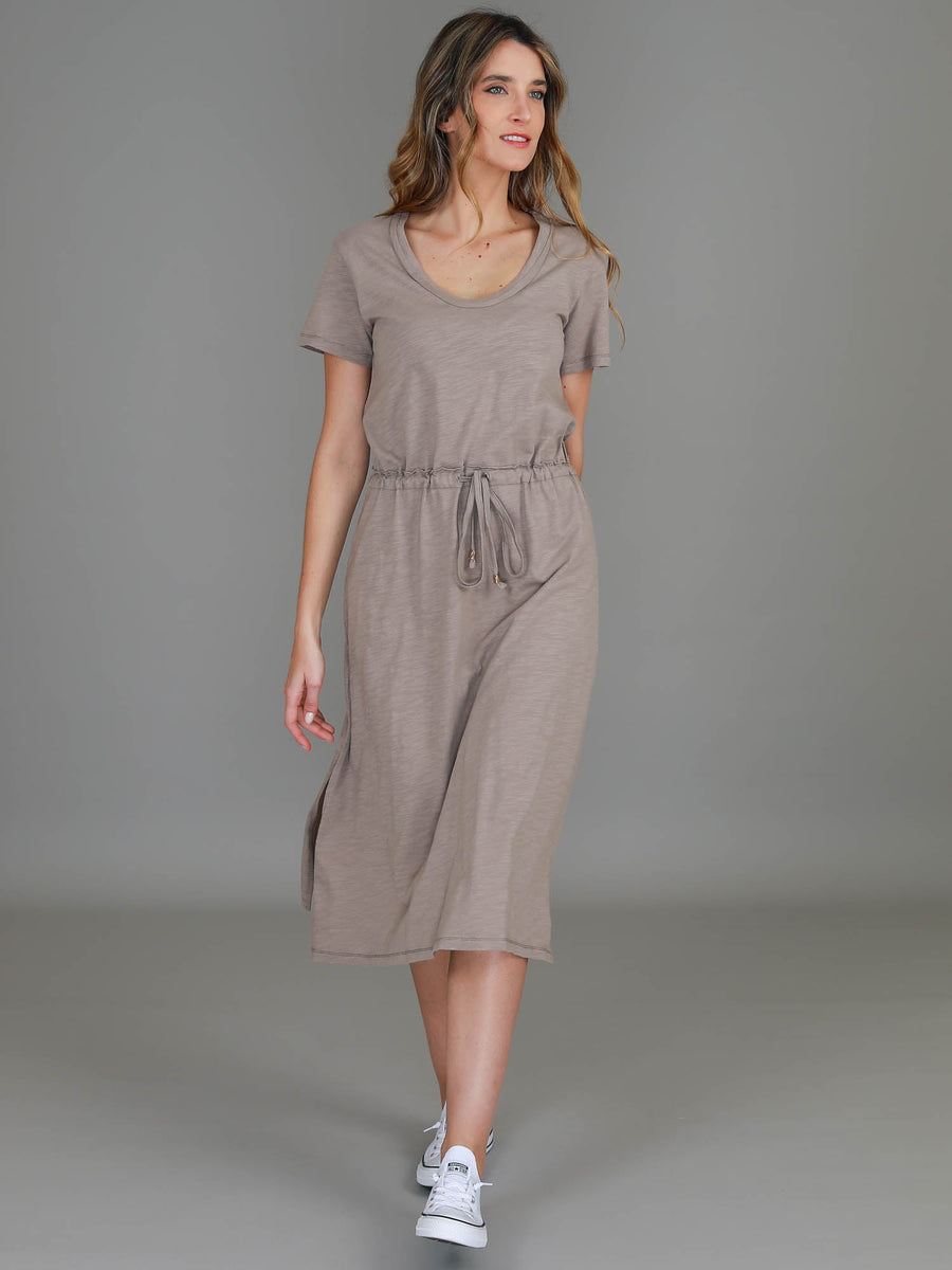 Esther | Women's Drawstring Midi Dress – Cotton Jersey