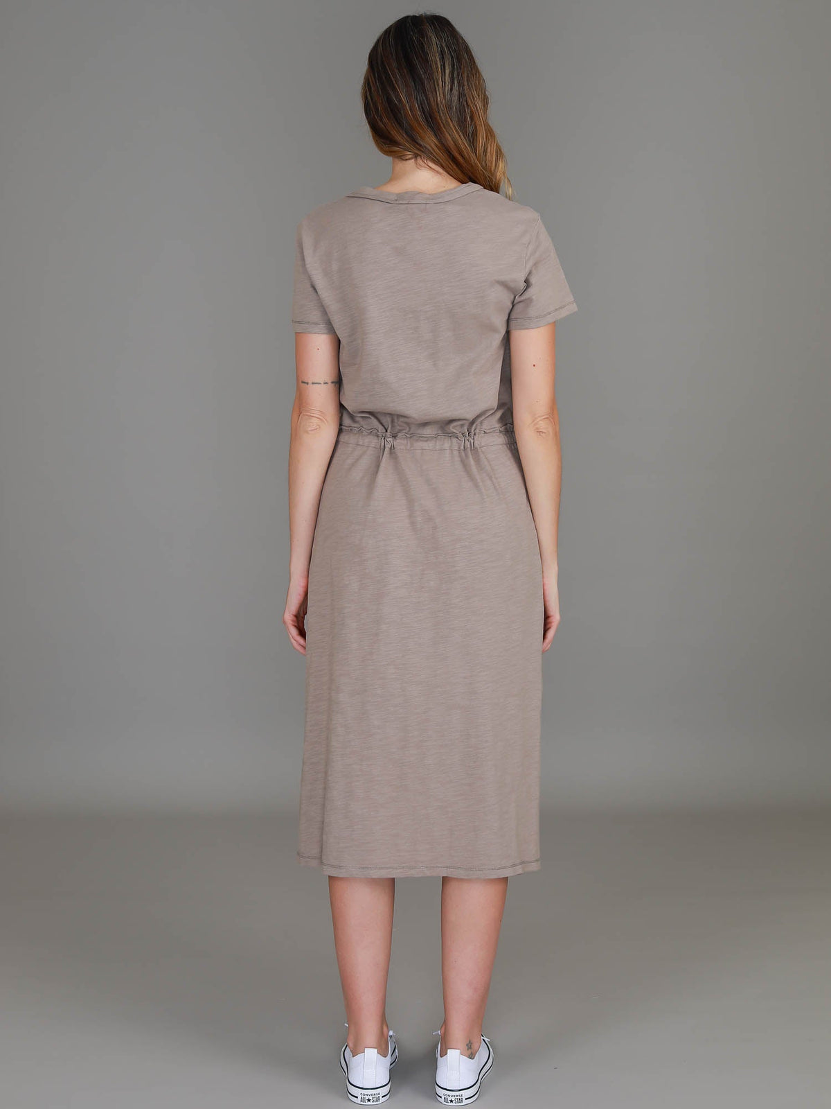 Esther | Women's Drawstring Midi Dress – Cotton Jersey