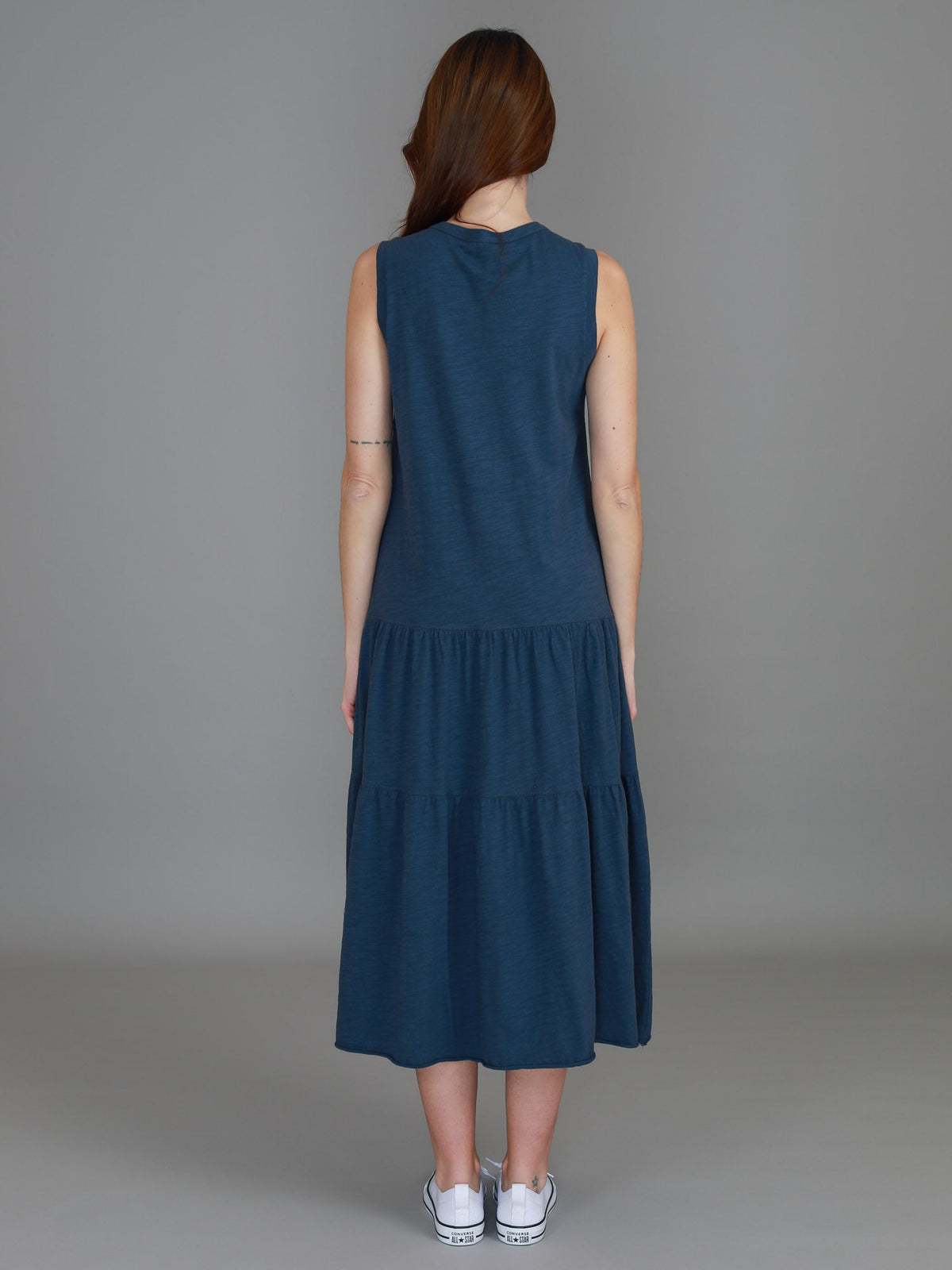 Ella | Women's Sleeveless Tiered Midi Dress – Cotton Jersey