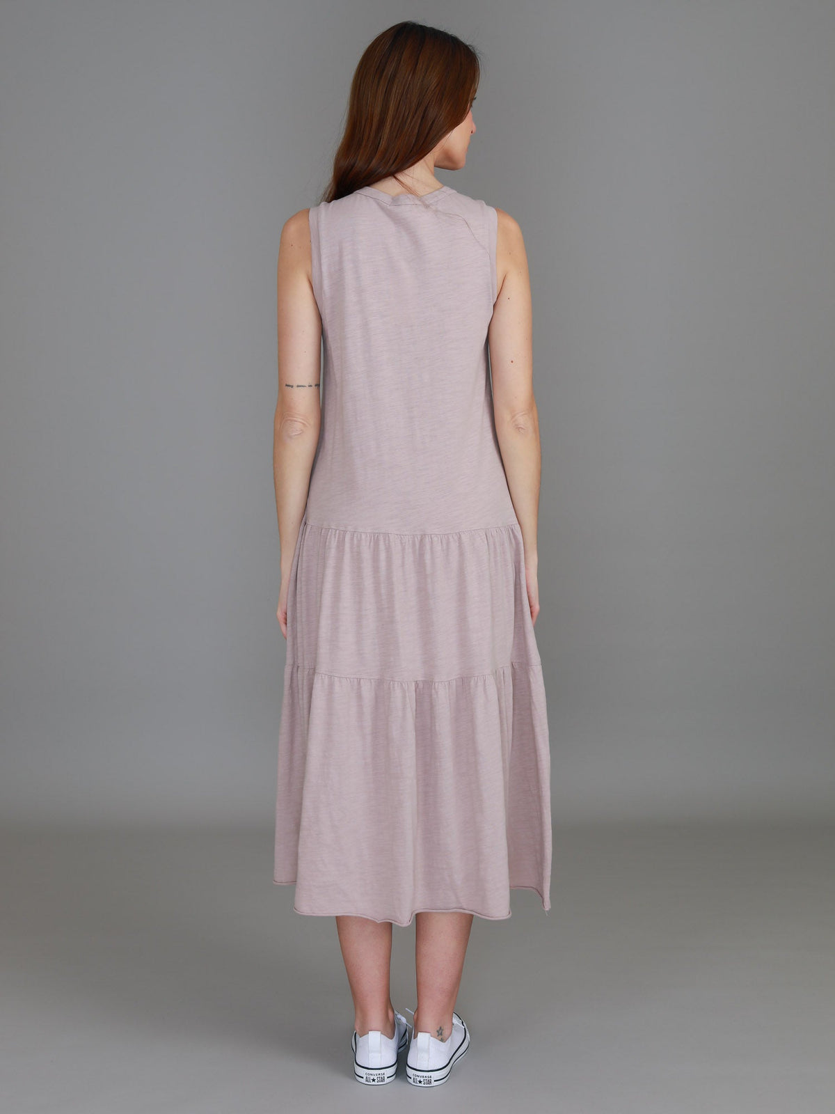 Ella | Women's Sleeveless Tiered Midi Dress – Cotton Jersey