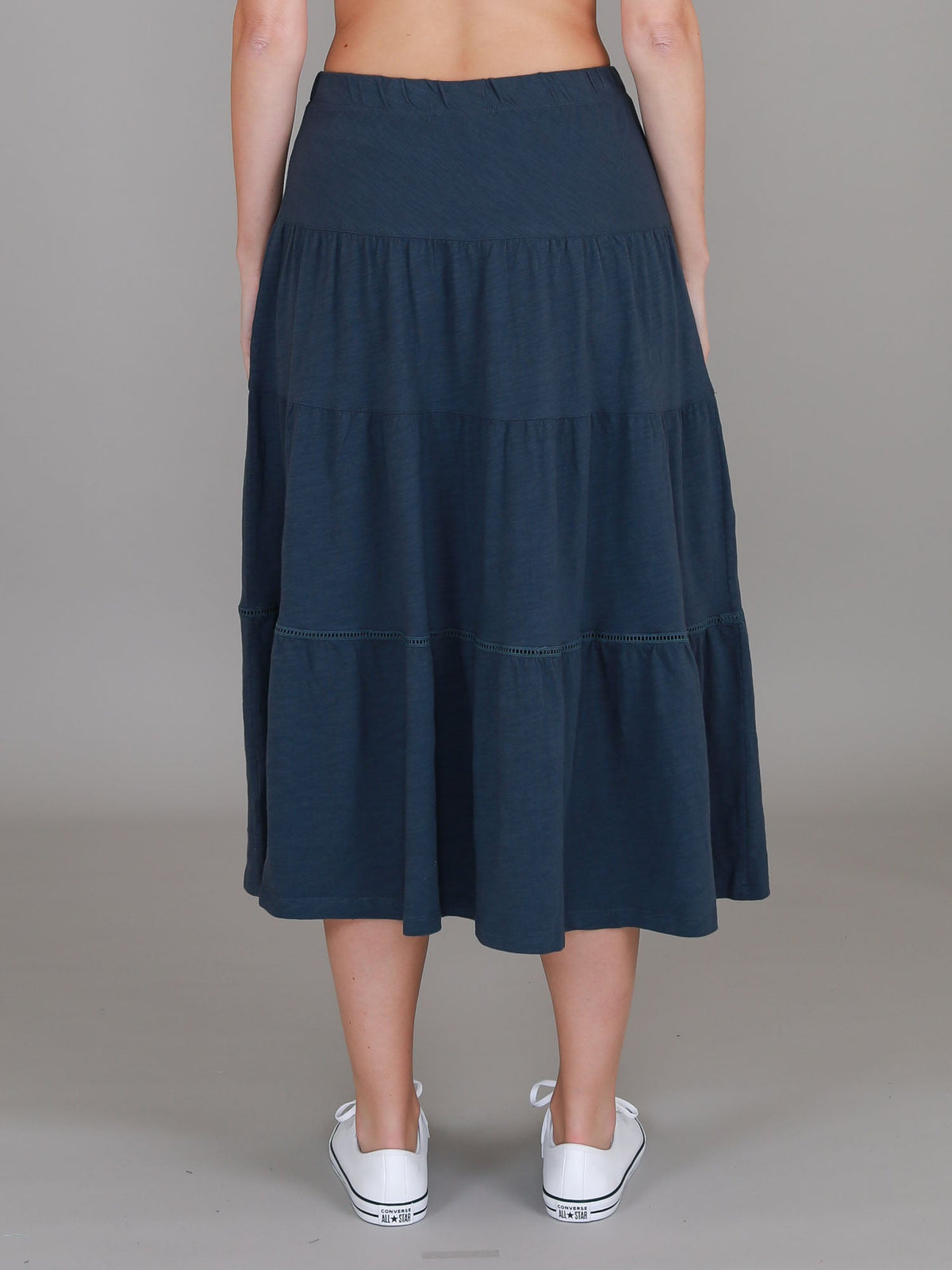 Piper | Women's Tiered Midi Skirt – Cotton Jersey
