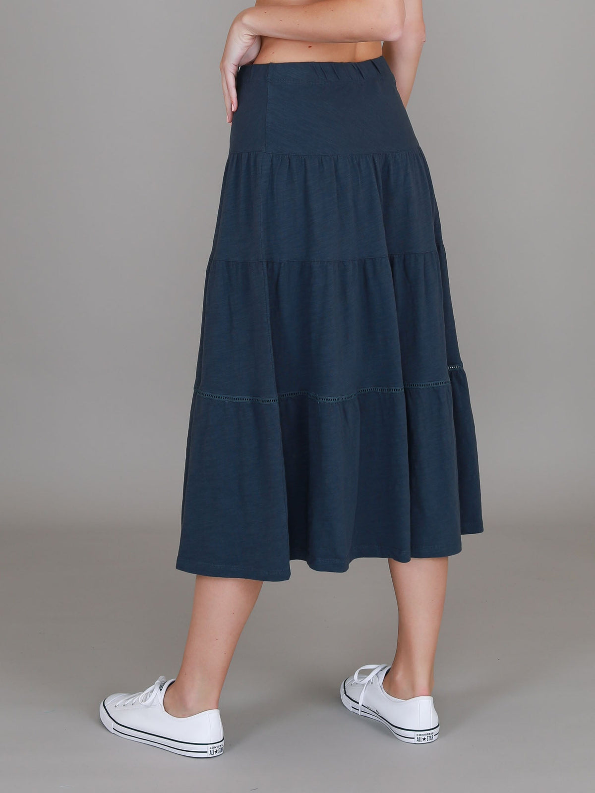 Piper | Women's Tiered Midi Skirt – Cotton Jersey