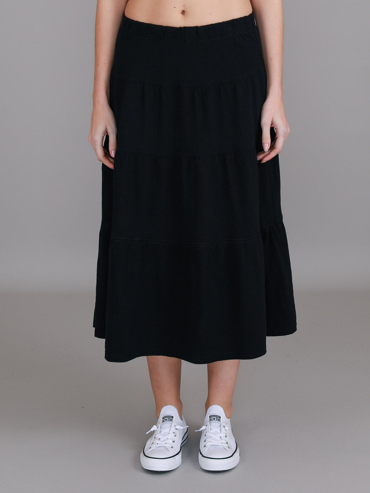 Piper | Women's Tiered Midi Skirt – Cotton Jersey