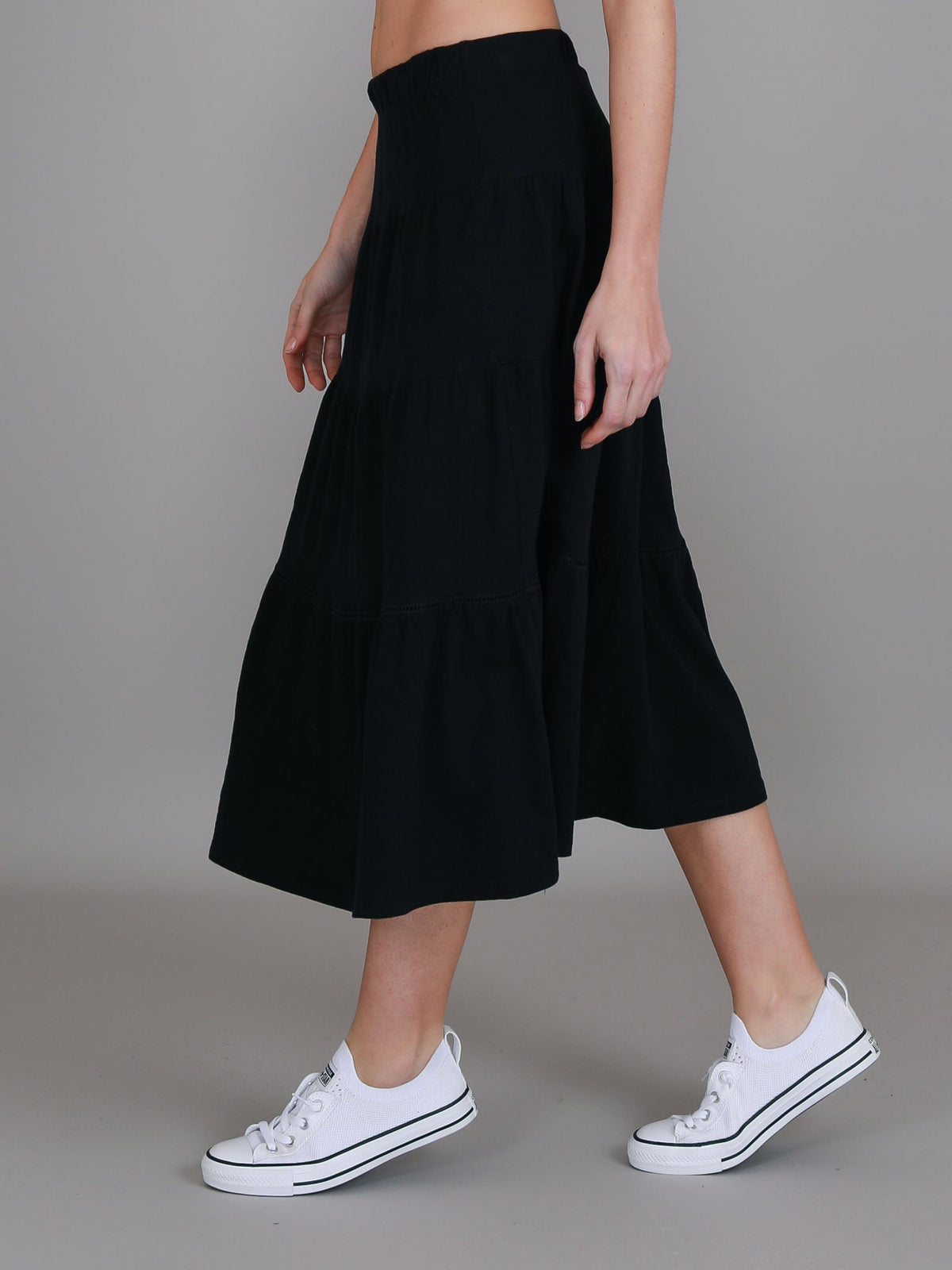 Piper | Women's Tiered Midi Skirt – Cotton Jersey